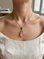 Pembe Zirkon Taşlı Kolye - Görsel 3