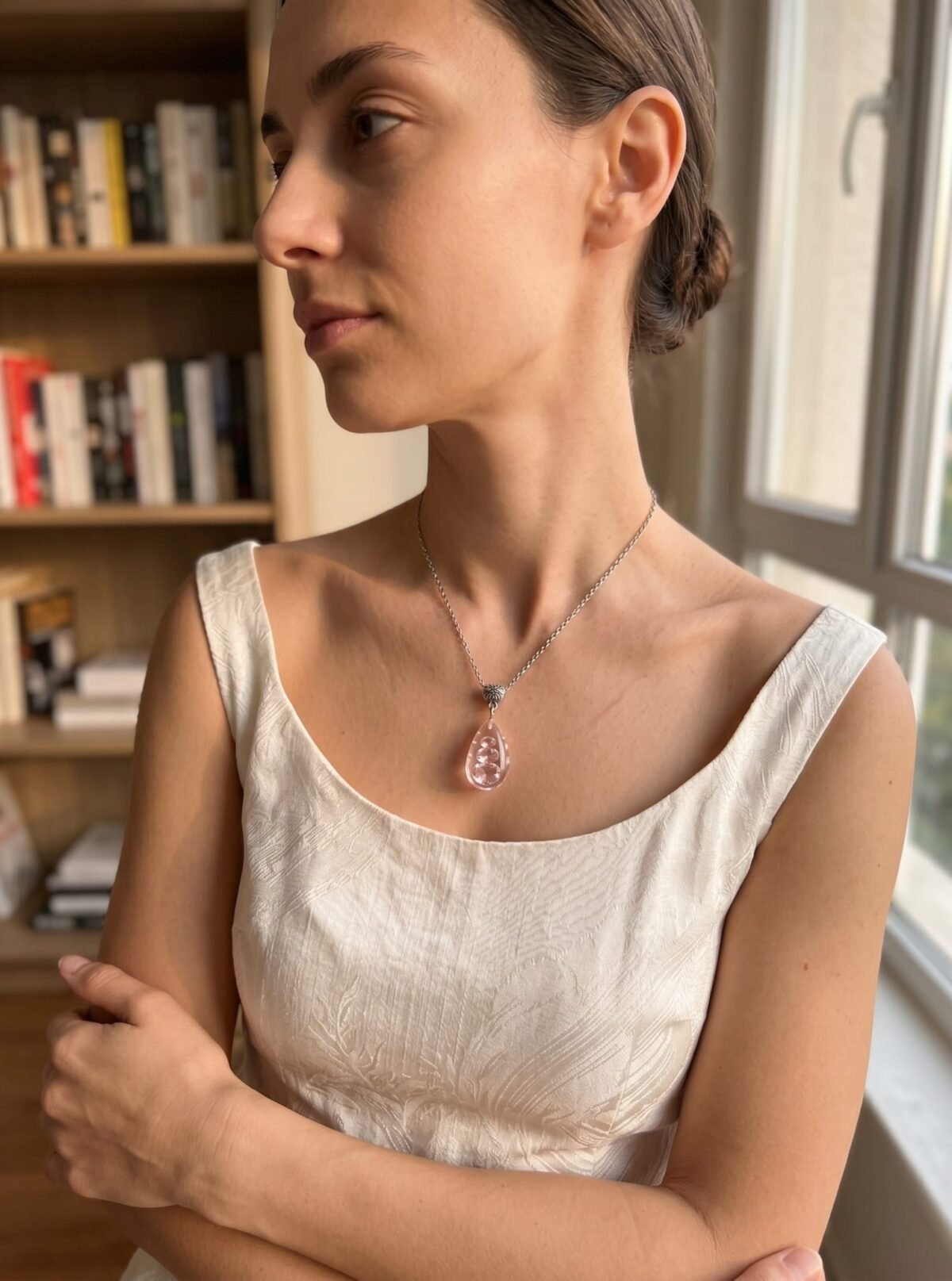 Pembe Zirkon Taşlı Kolye - Görsel 2